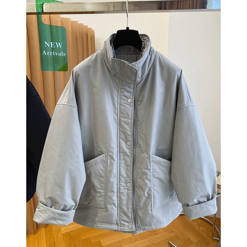 P0612冬季立领棉服女中长款新款宽松遮屁股洋气不臃肿夹棉衣外套