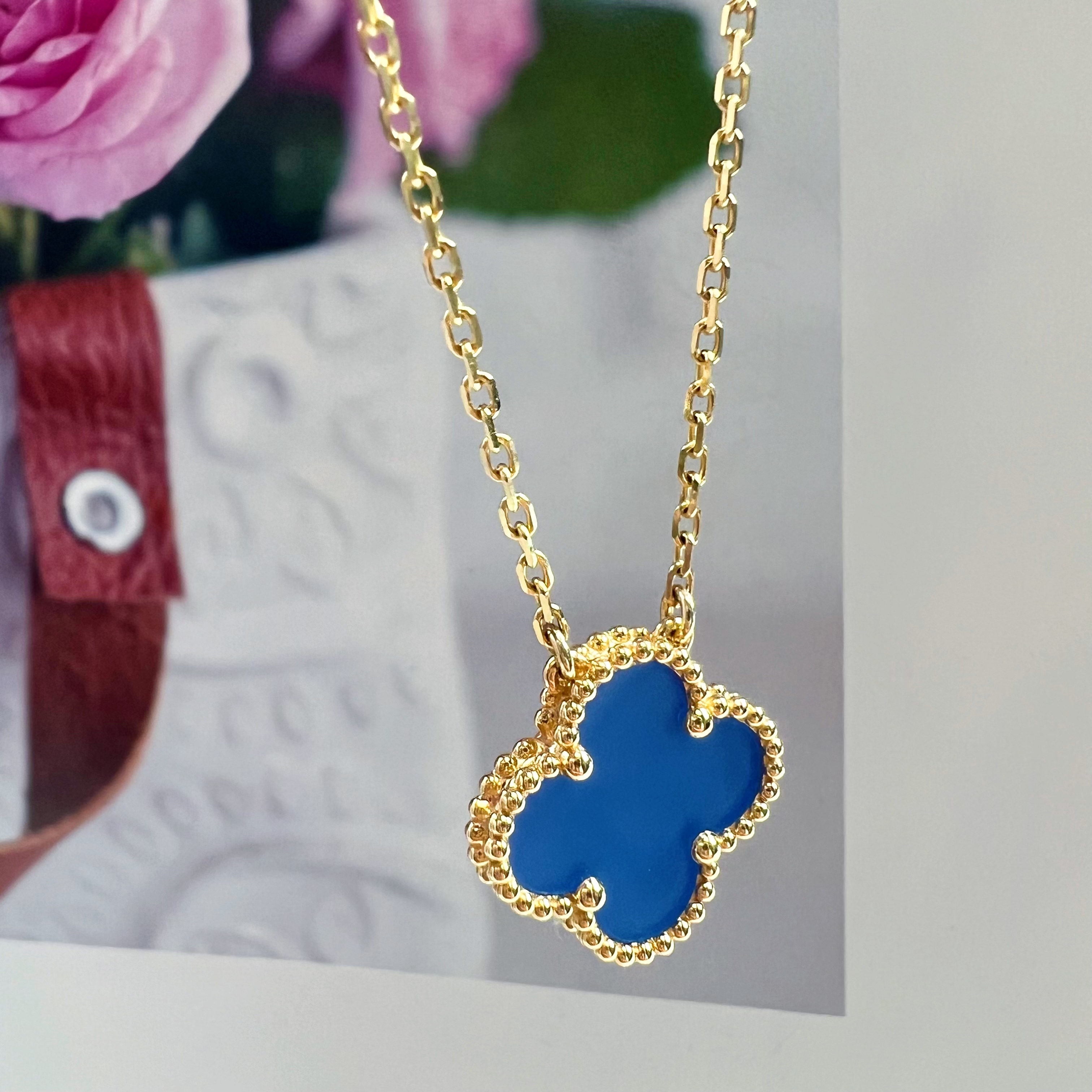 18K金卡链蓝玛瑙单花套链（多样性发其一）