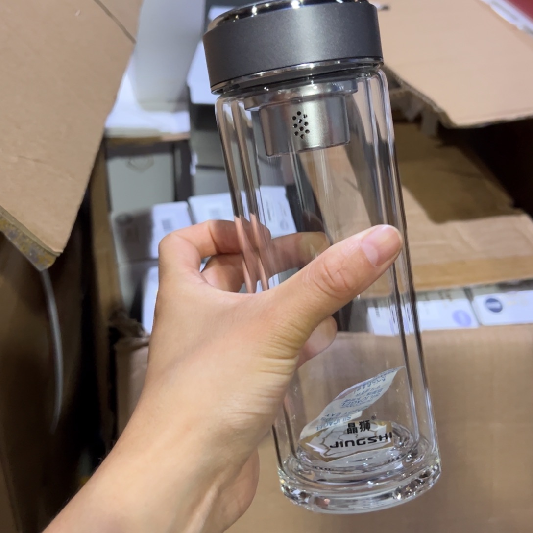 晶双层玻璃杯370玻璃杯灰色玻璃杯370