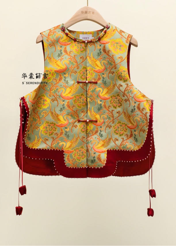 【华裳苏言】新中式国风非遗宋锦天鹅湖高定马甲