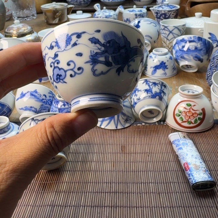 瓷片青花瓷器杯子茶具