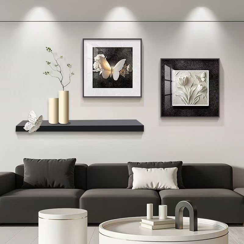 蝴蝶客厅装饰画轻奢高级感沙发背景墙画餐厅玄关壁画大白墙上挂画