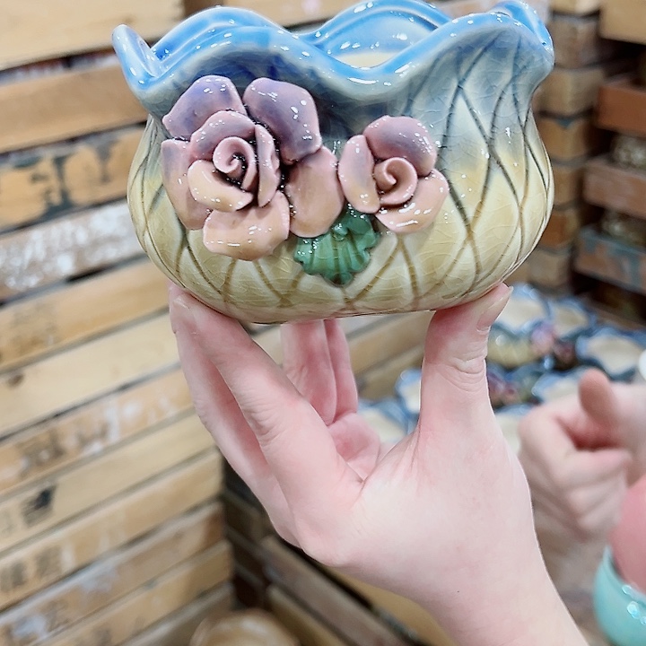 有孔，凑单福利满10元发货陶瓷多肉花盆！