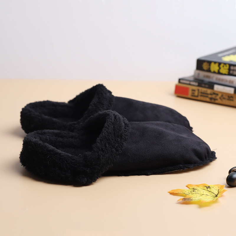 加绒极简风浅口纯色包头款平底情侣毛绒高跟包头拖
