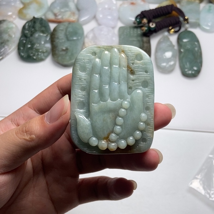 翡翠未镶嵌颈饰佛手21