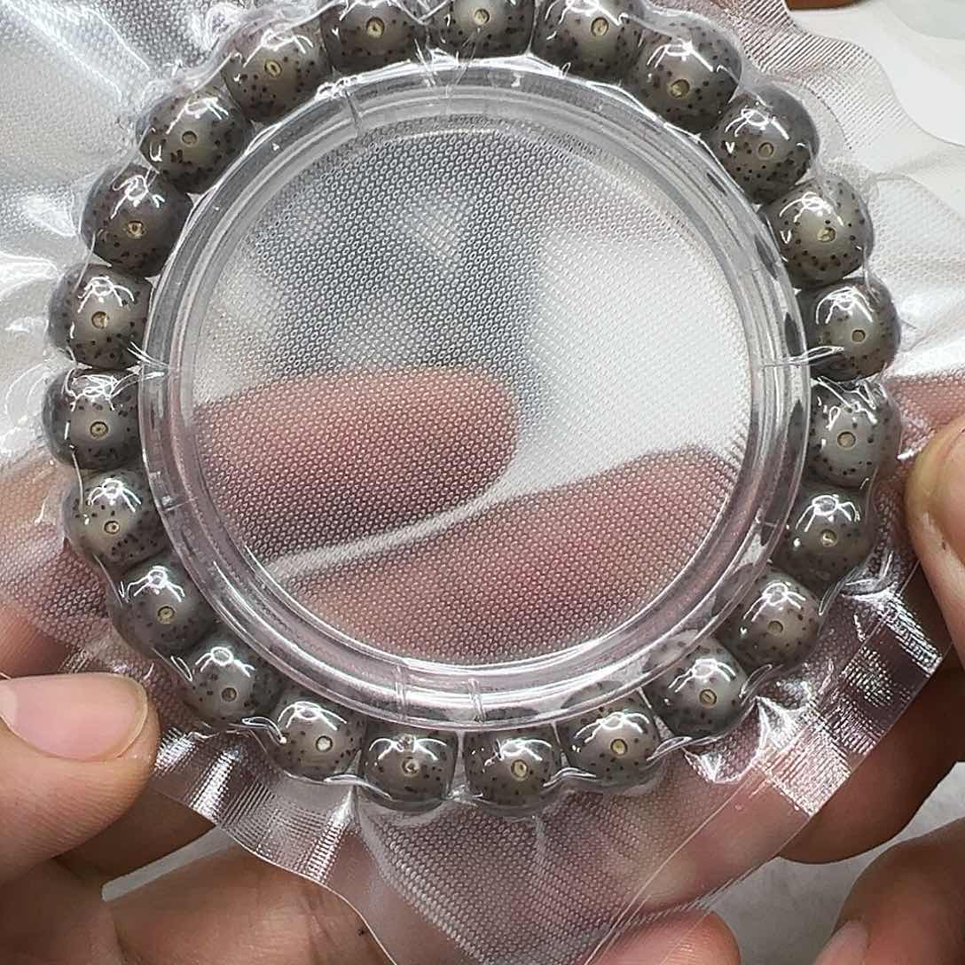 星月菩提手串100殿堂嗷嗷爆透黑冰石玉星月菩提单圈10×9