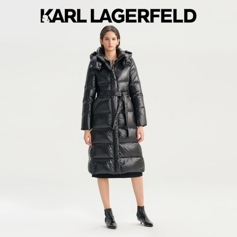 【丽公主专属】KARL LAGERFELD 冬款收腰连帽长羽绒服236L1585