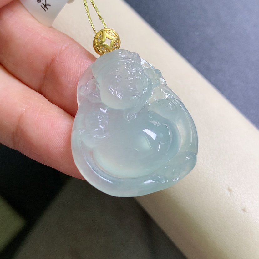 【闪购商品】翡翠颈饰18K金镶嵌财神