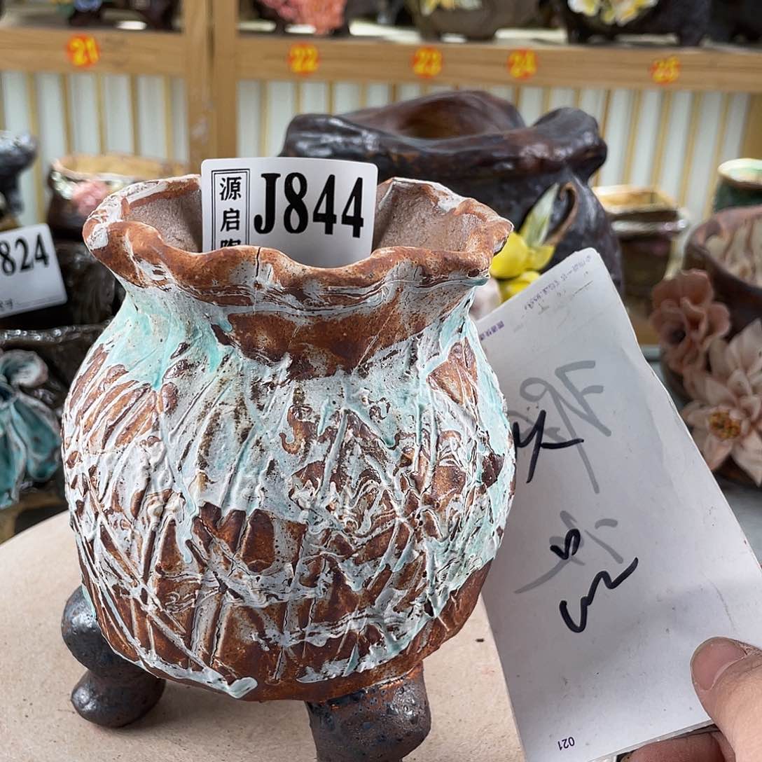 紫砂花盆景德镇手工陶瓷花盆844