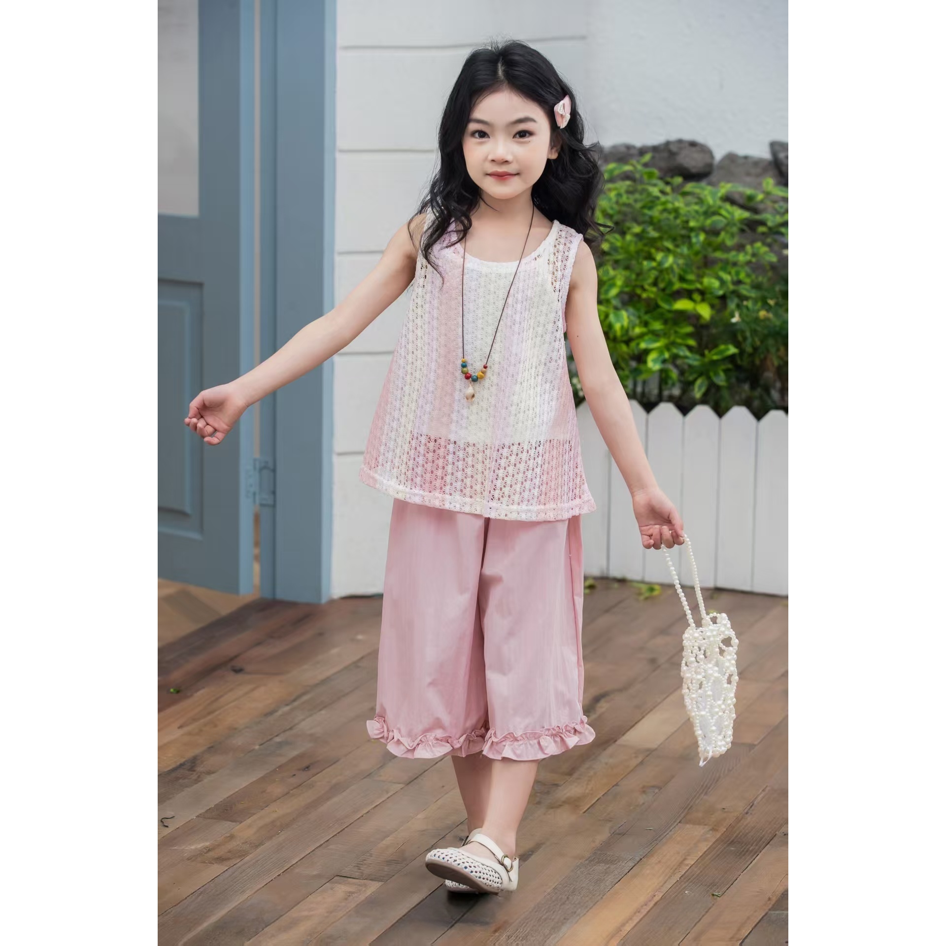 女童2025夏季新款洋气百搭镂空两件套B2447