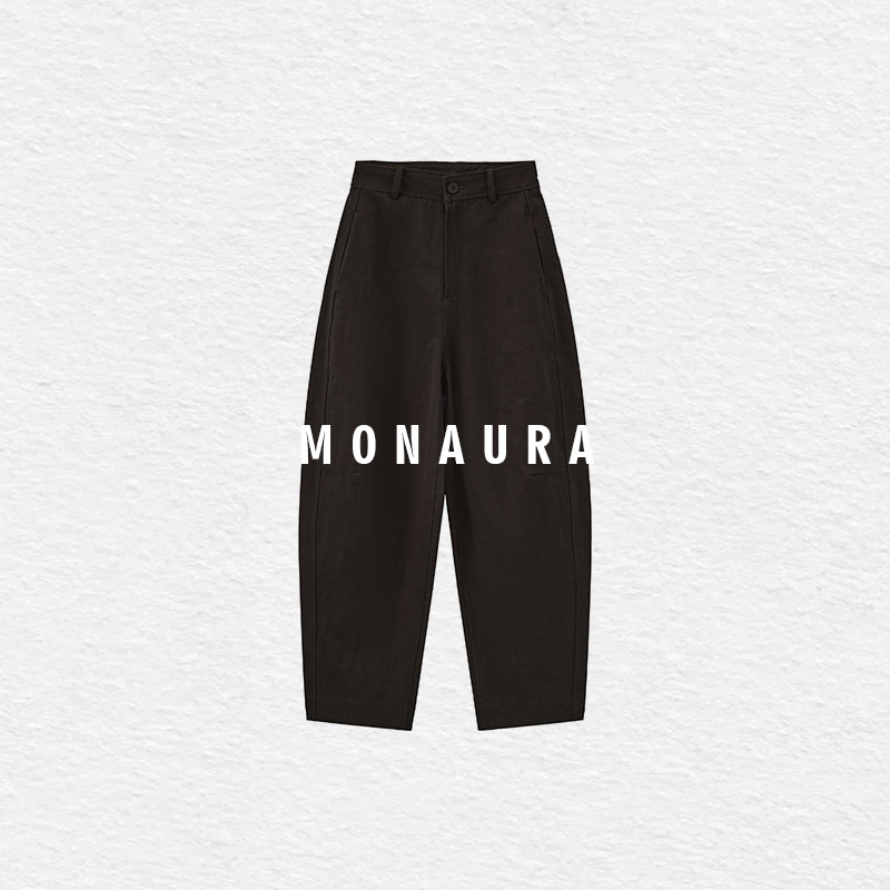 MONAURA【清风逸动】纯色松紧不皱工装风梭织九分裤4290