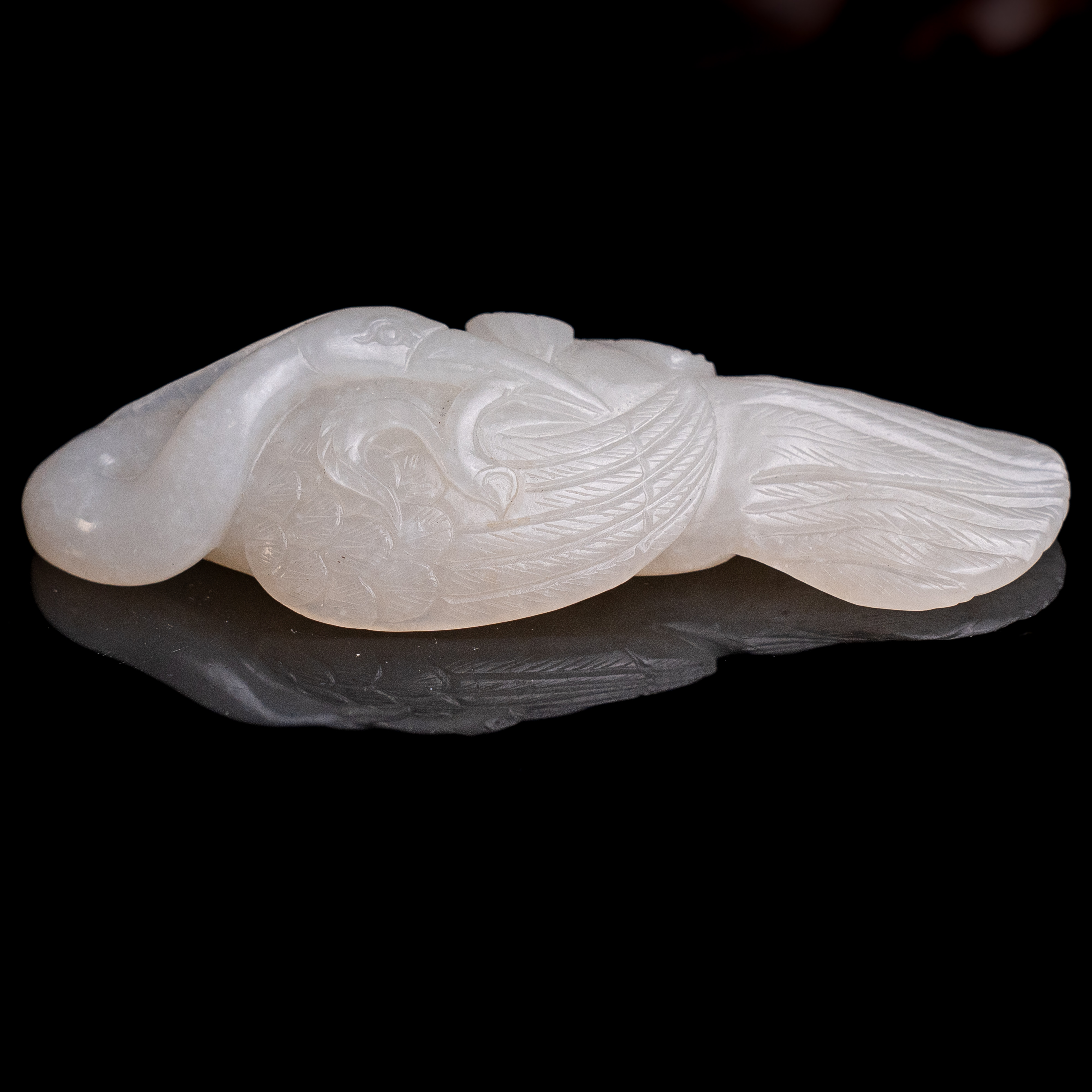 清代和田玉衔灵芝仙鹤-NX