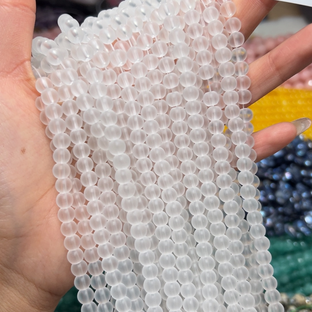 玛瑙/玉髓合金珠宝半成品I315/6mm磨砂白水拍一发三