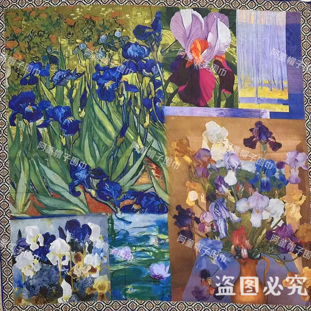 学院风丝巾2025新款夏季法式方巾68*68女油画艺术百搭中方巾围巾