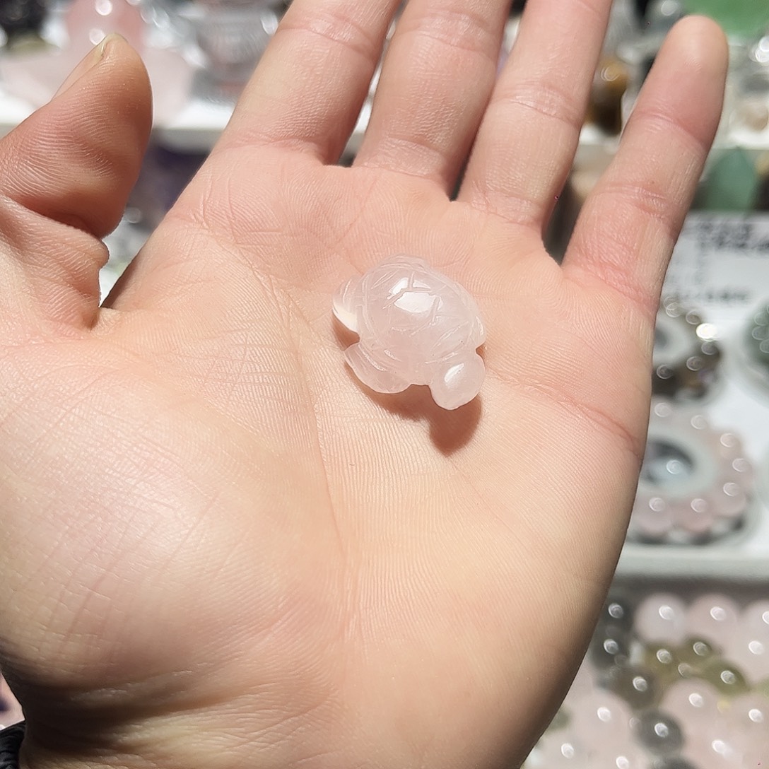 紫晶银S925镶嵌珠宝半成品粉水晶雕刻件小乌龟