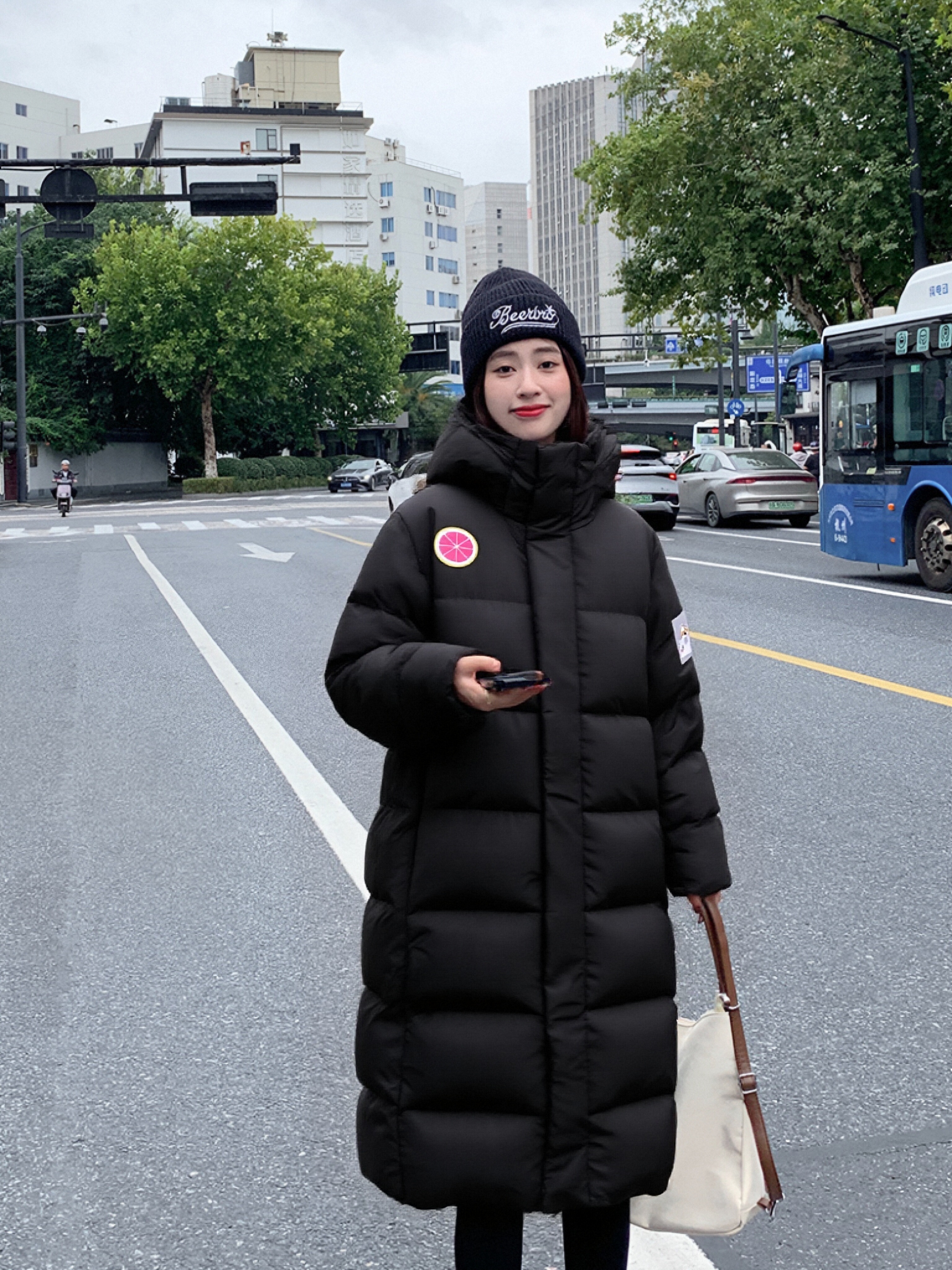 男女同款秋冬长款纯色时尚潮流休闲连帽时尚保暖棉服PA-N1001