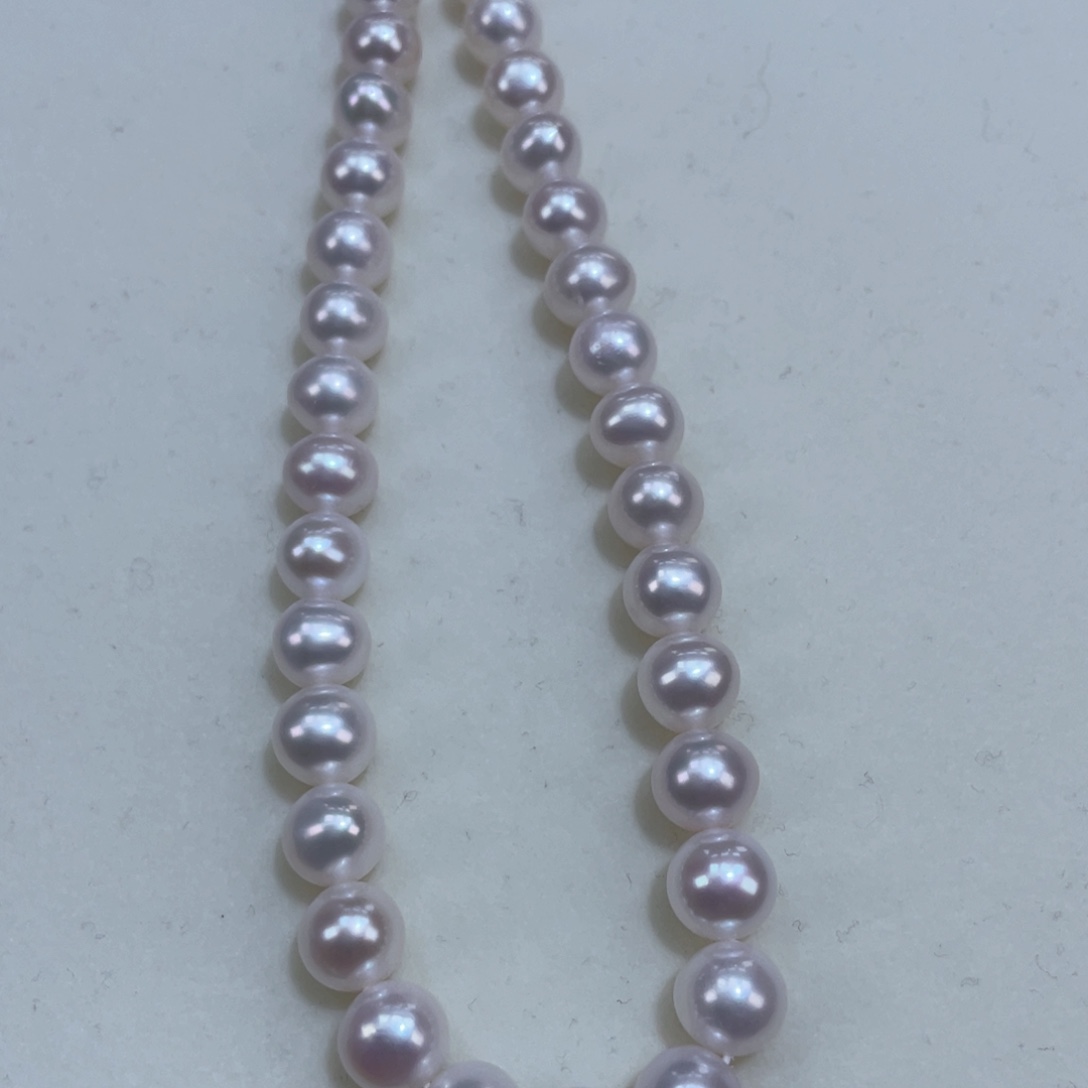 淡水珍珠颈饰银S925镶嵌7.5-8.5m炫彩冷白干净透亮