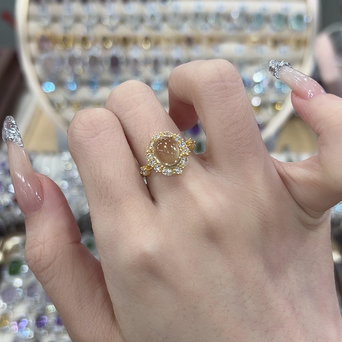 戒指银S925镶嵌黄晶