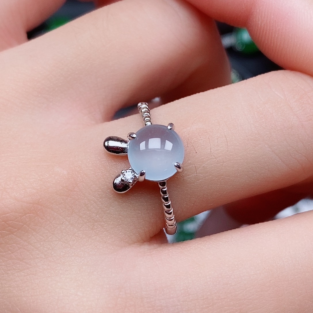 翡翠戒指银S925镶嵌戒指