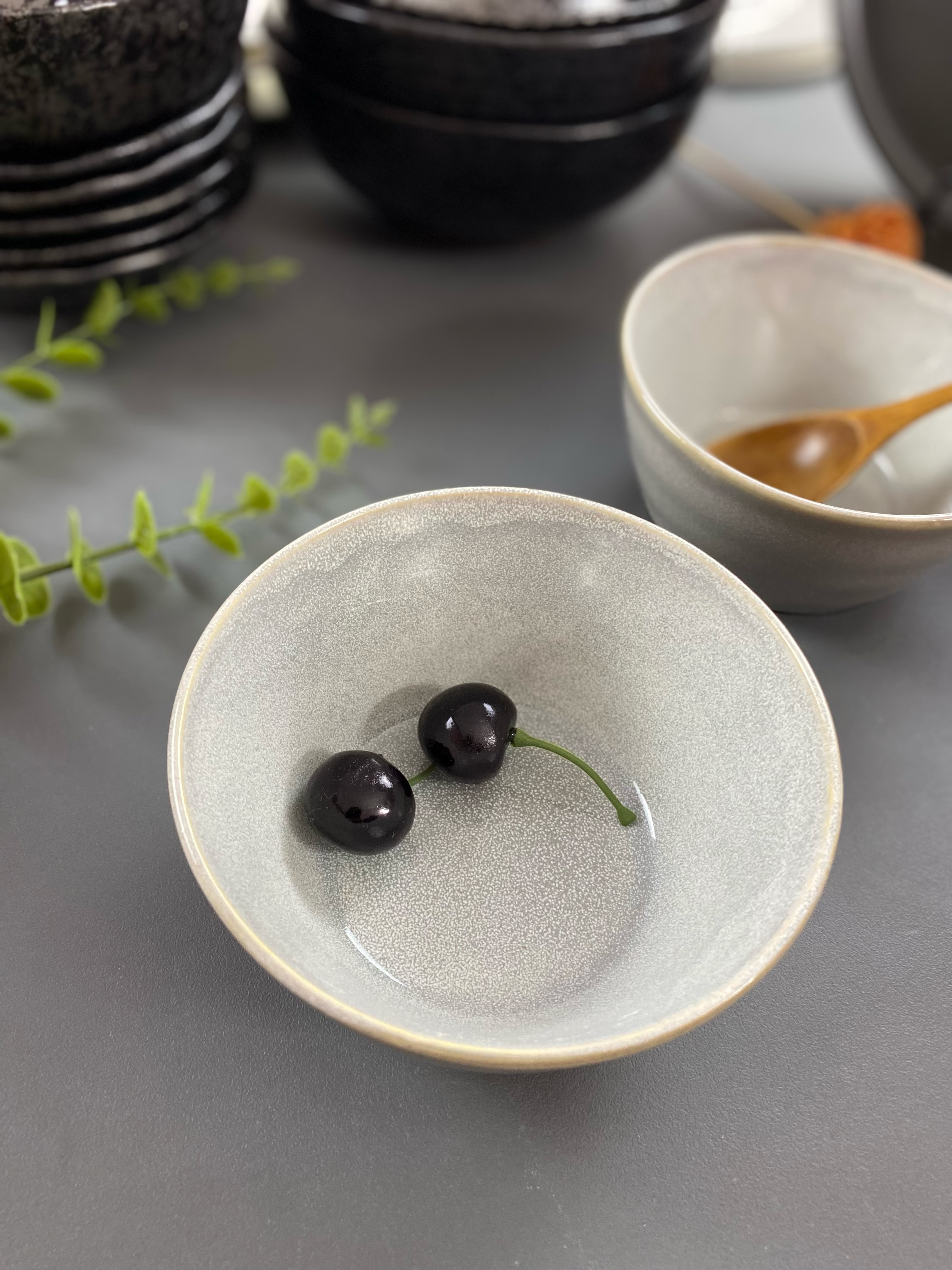 日式素灰窑变米饭碗沙拉碗甜点碗4.6英寸（拍一发二）