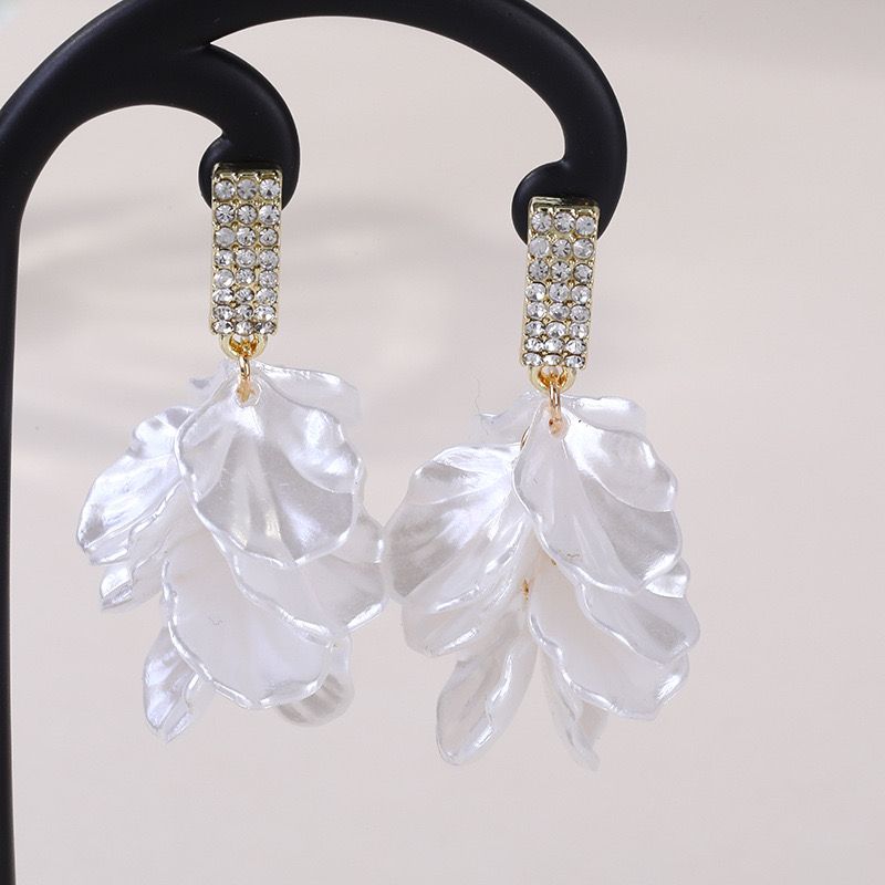 铜合金耳饰 花瓣流苏耳环法式耳钉小众新款超仙气质高级耳饰2248