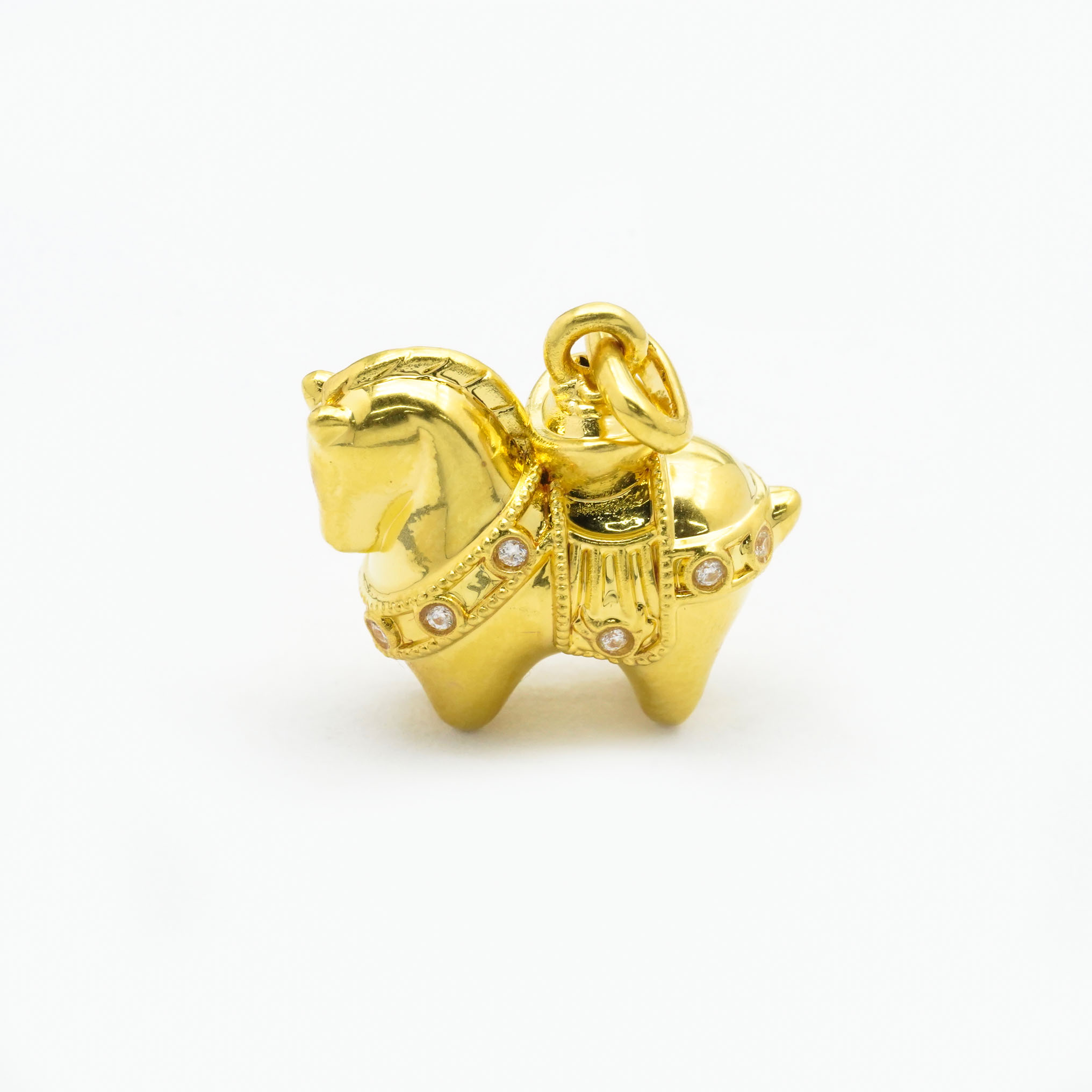 18k金莫桑小唐马吊坠配件  约18.8mm*16.5mm【QL07224】