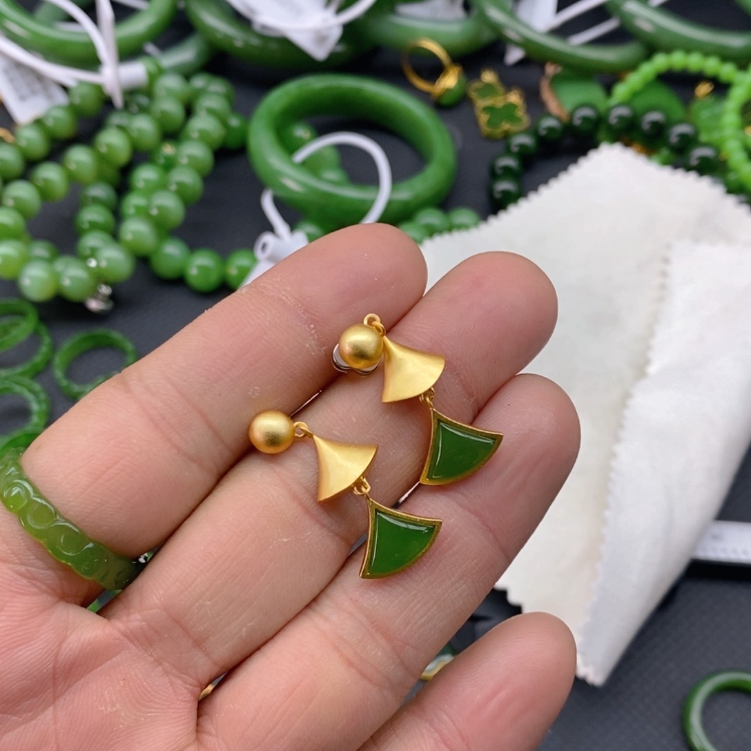 和田玉（碧玉）戒圈银S925镶嵌