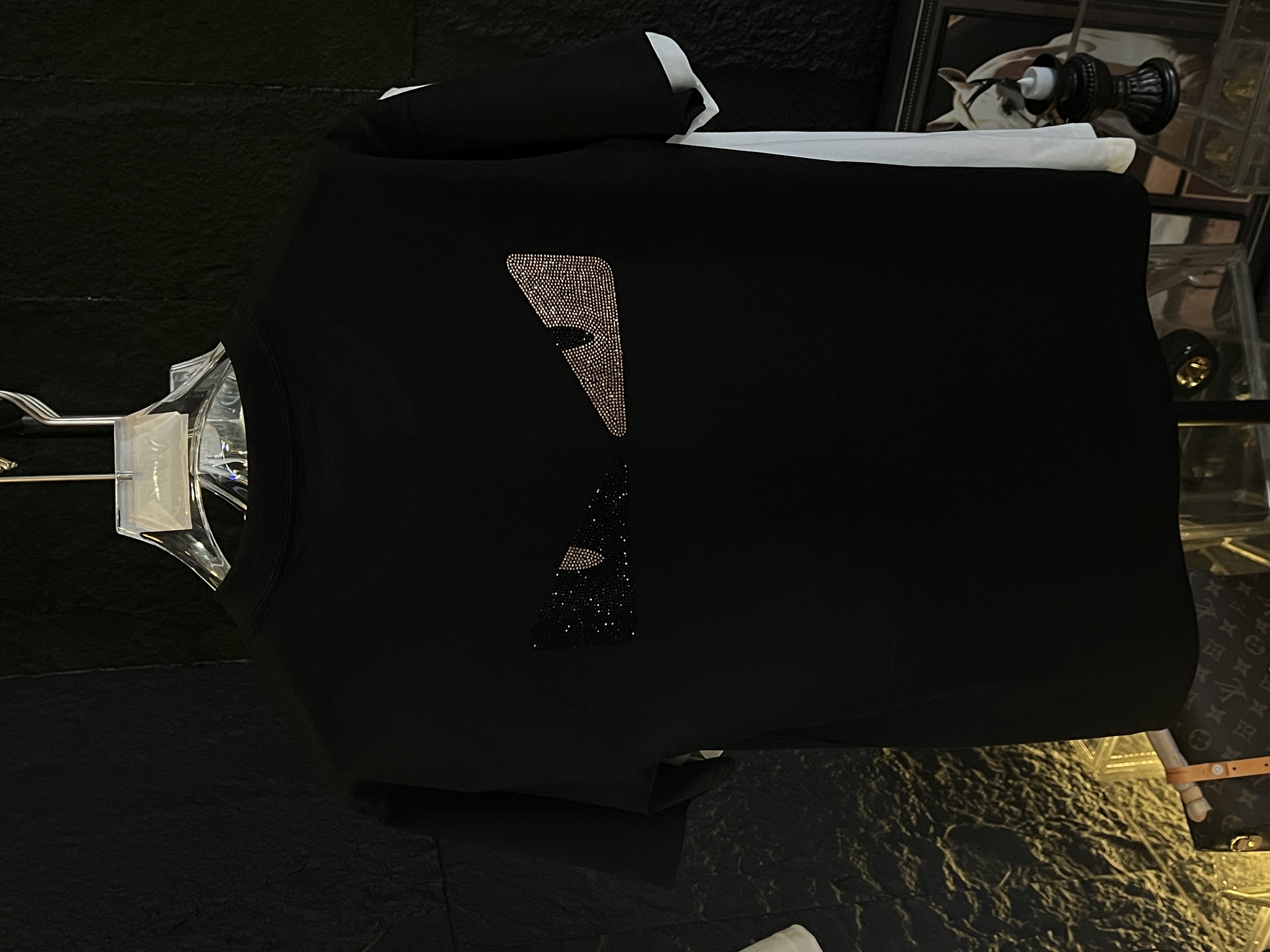 短袖春夏潮流眼T恤针织商务休闲圆领烫钻常规轻奢恶魔眼睛