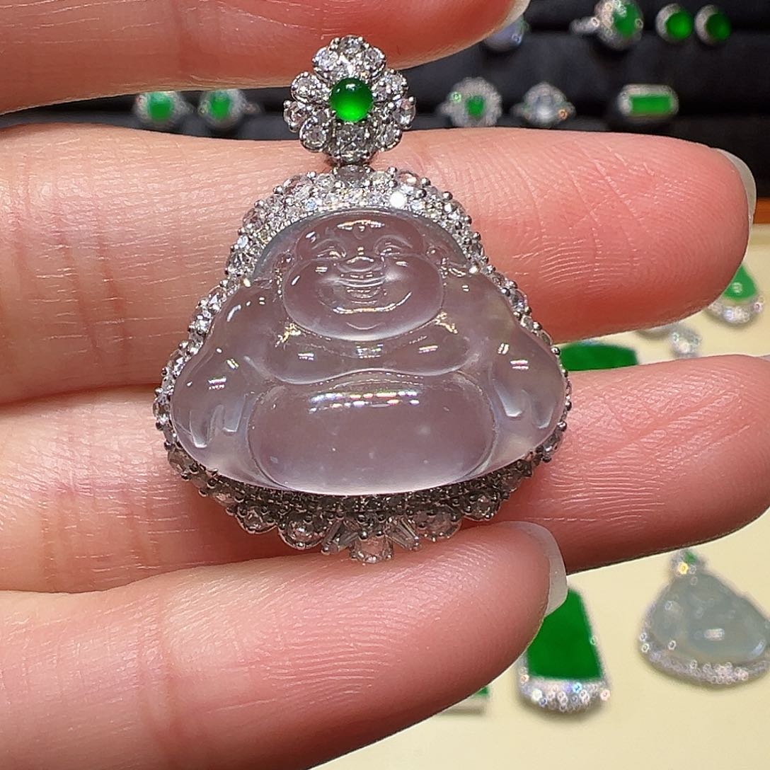 翡翠颈饰18K金镶嵌吊坠