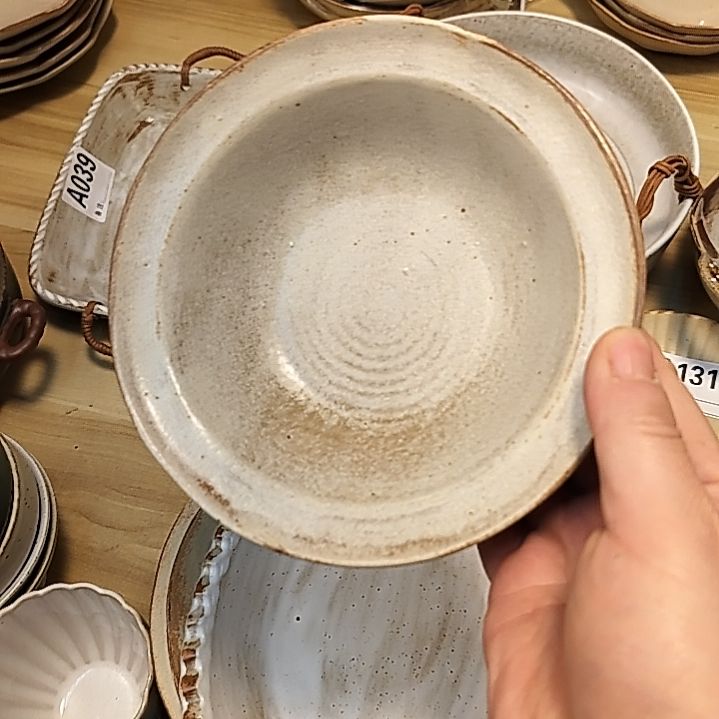 瓷片微瑕粗陶草帽碗两个一组