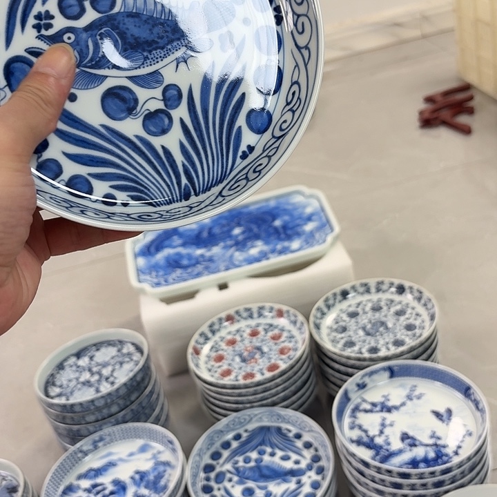 瓷片青花鱼藻大胡乘景德镇