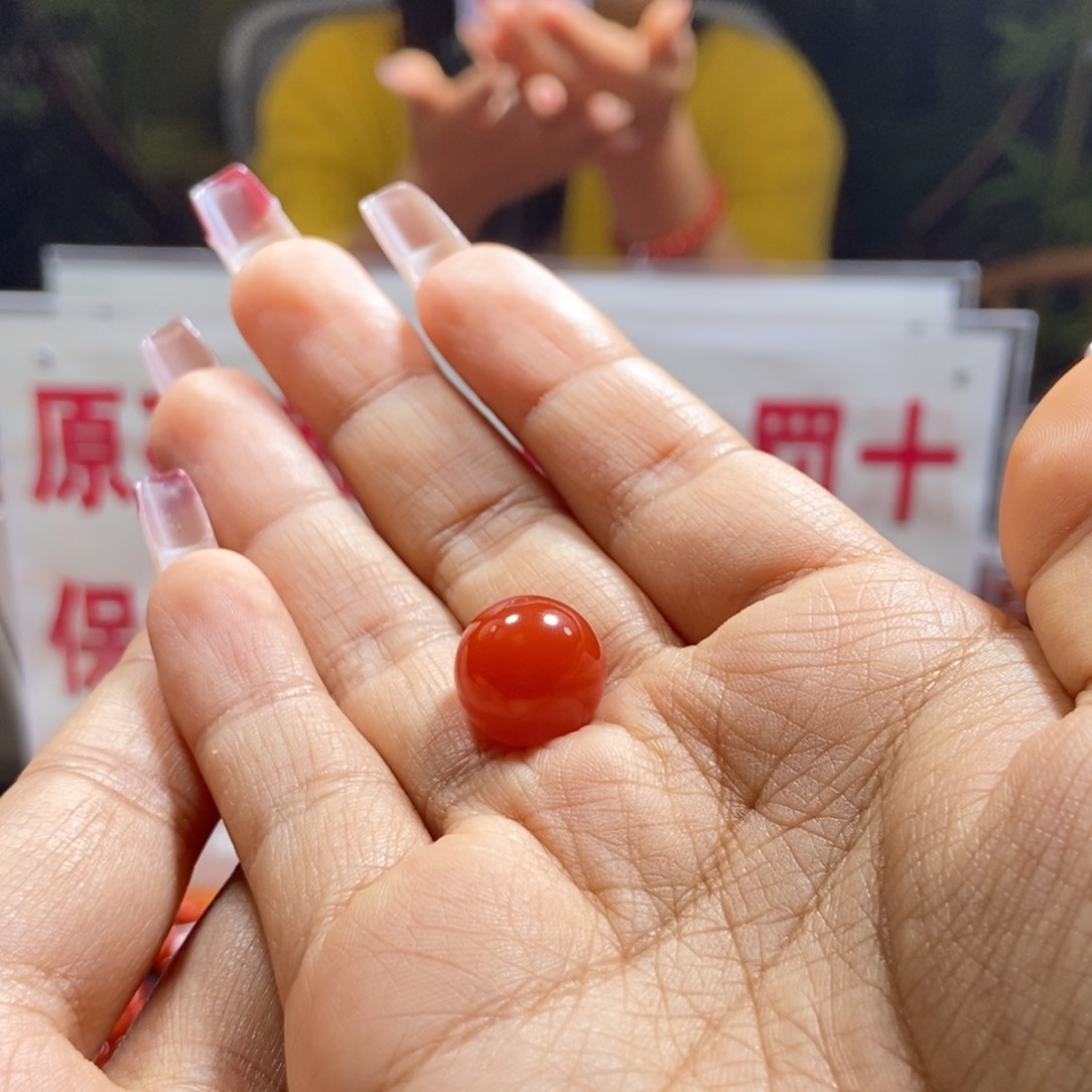 南红玛瑙14mm大黑洞单珠未镶嵌