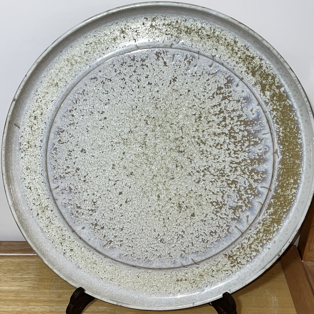 白釉结晶花大壶承干泡台摆件赏器多用