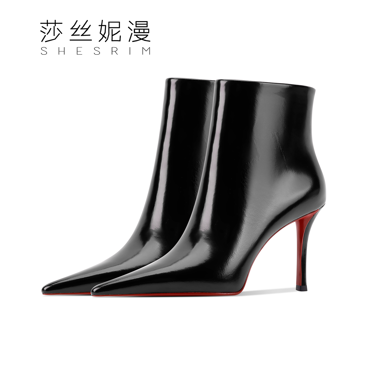 2025冬季细跟高跟尖头短靴防水台细跟女靴黑色靴子跟鞋女靴气质