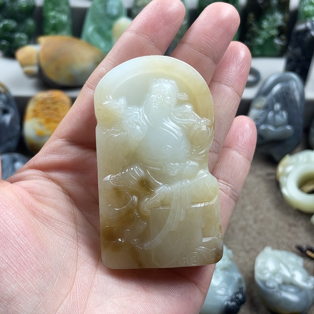 波***尼和田玉未镶嵌挂件