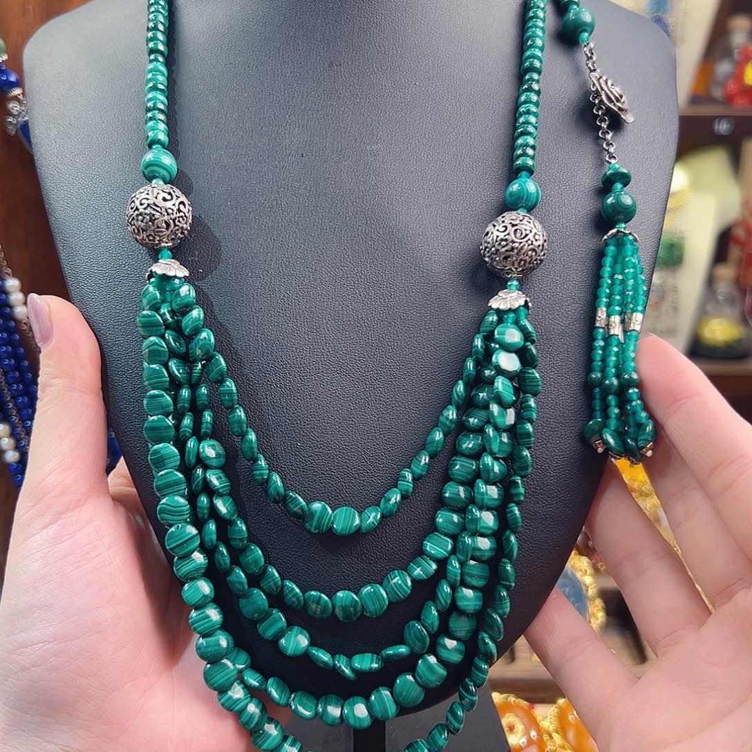 孔雀石未镶嵌套链项链