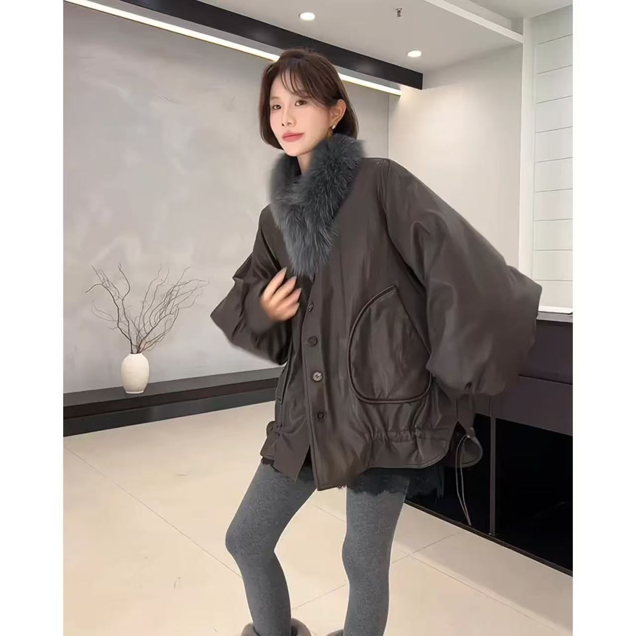 【25206】2025冬季新款皮衣外套女高级感保暖外套