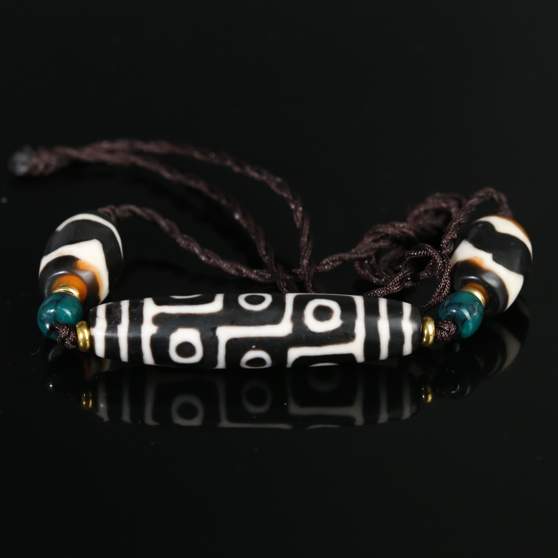 九眼料器天珠编绳项链【华豫之门】ALQ251215008