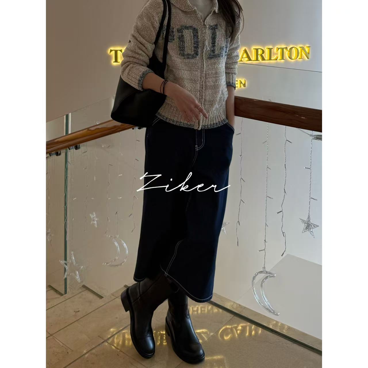 ZIKER｜“不同反响”八分裤秋冬女加绒牛仔裤休闲百搭