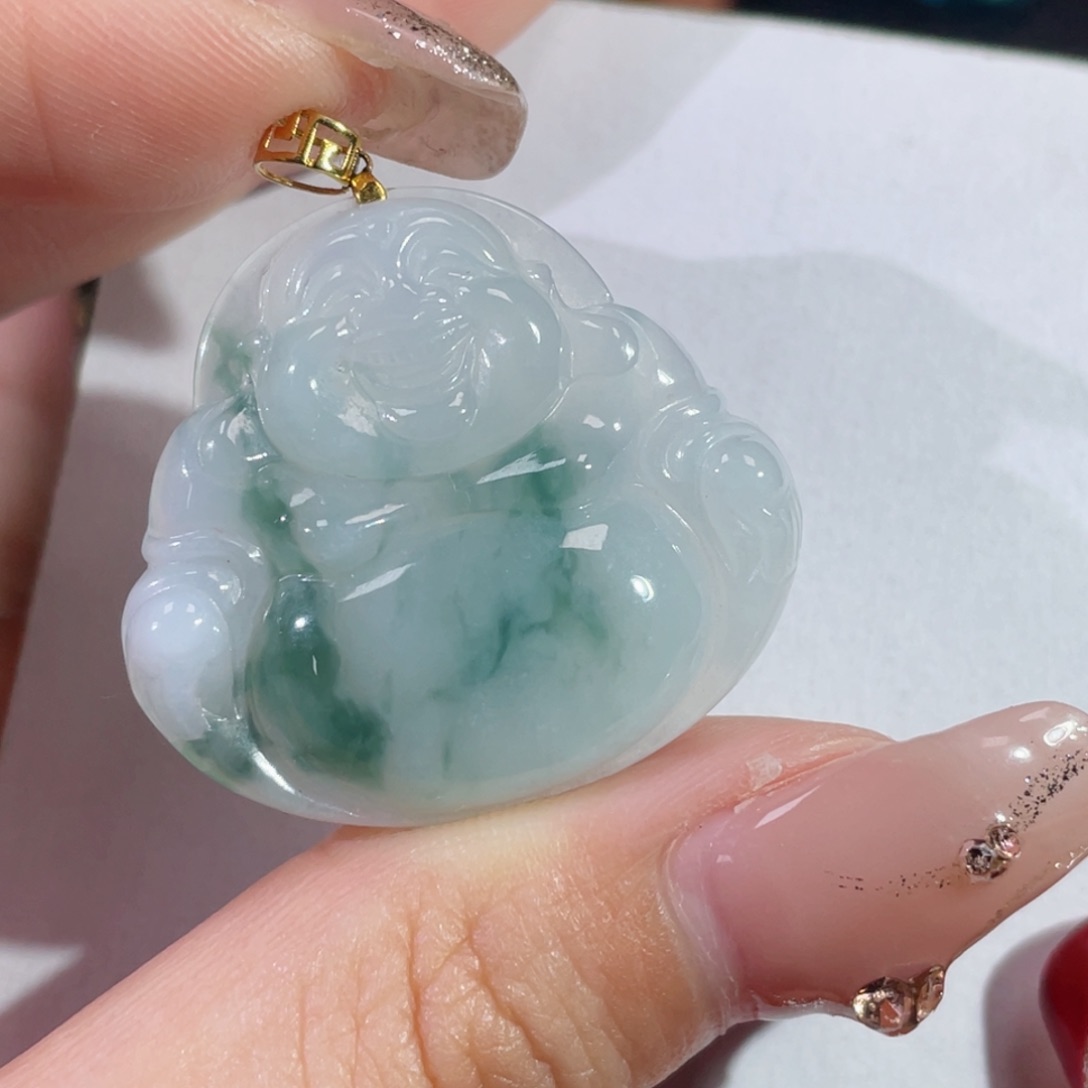 翡翠颈饰18K金镶嵌佛公