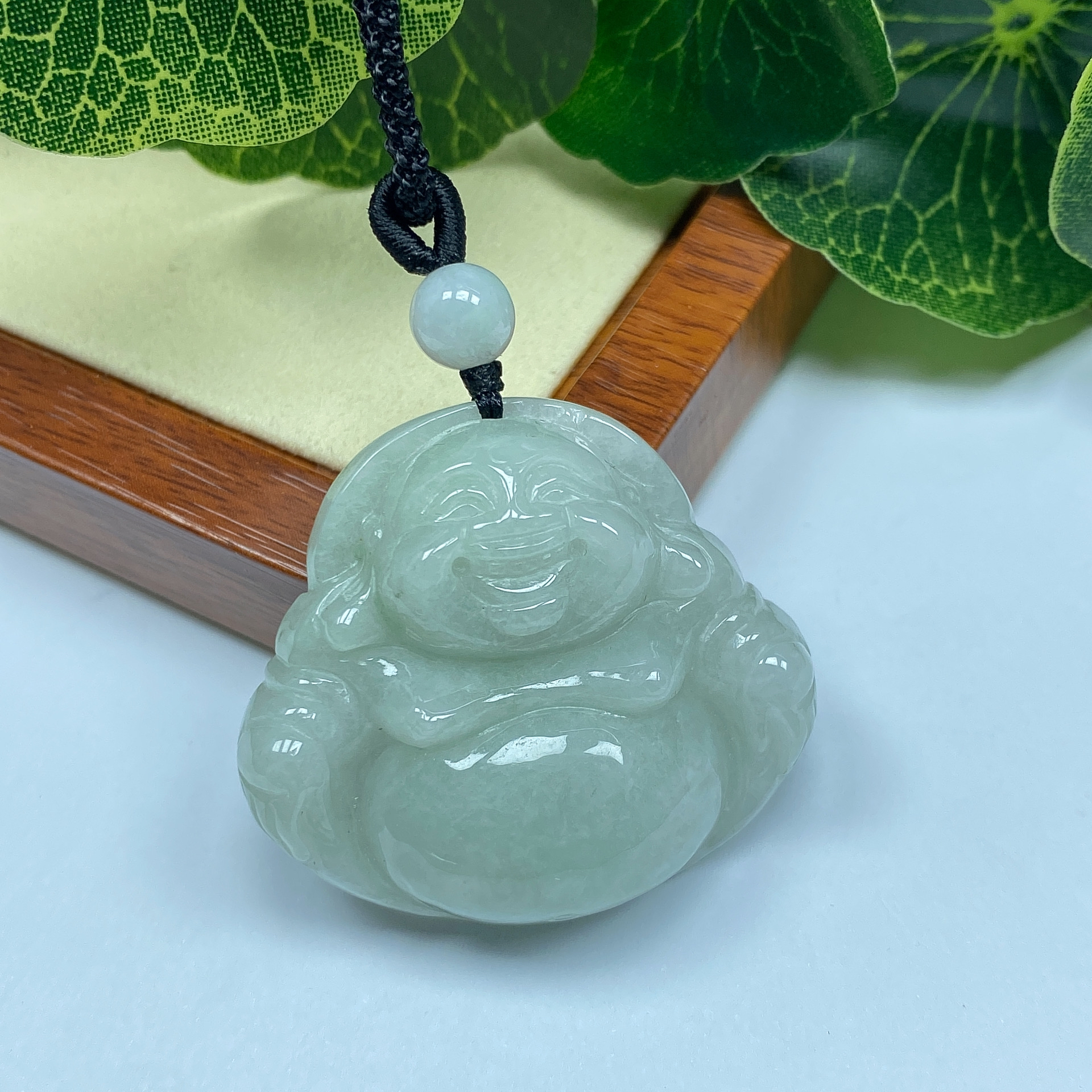 D585303 天然翡翠佛公吊坠 尺寸：38×42.2×11.9