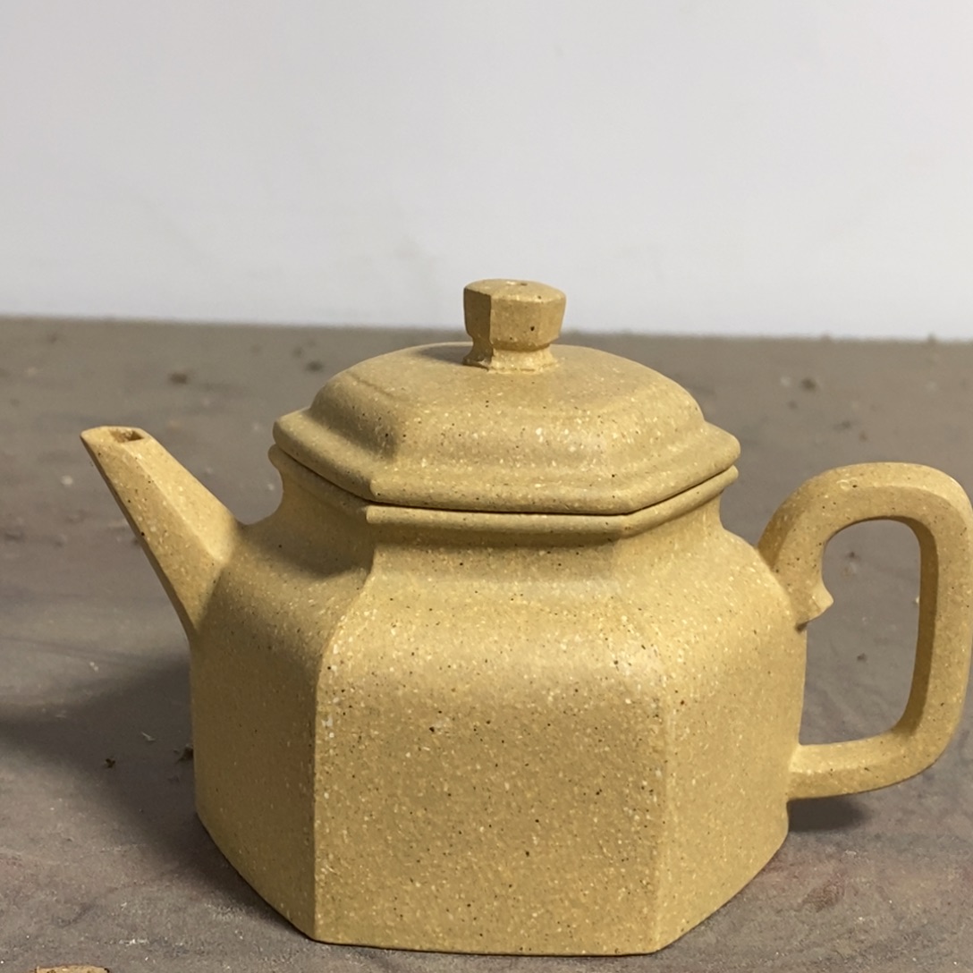 紫砂茶壶白15 六方德钟