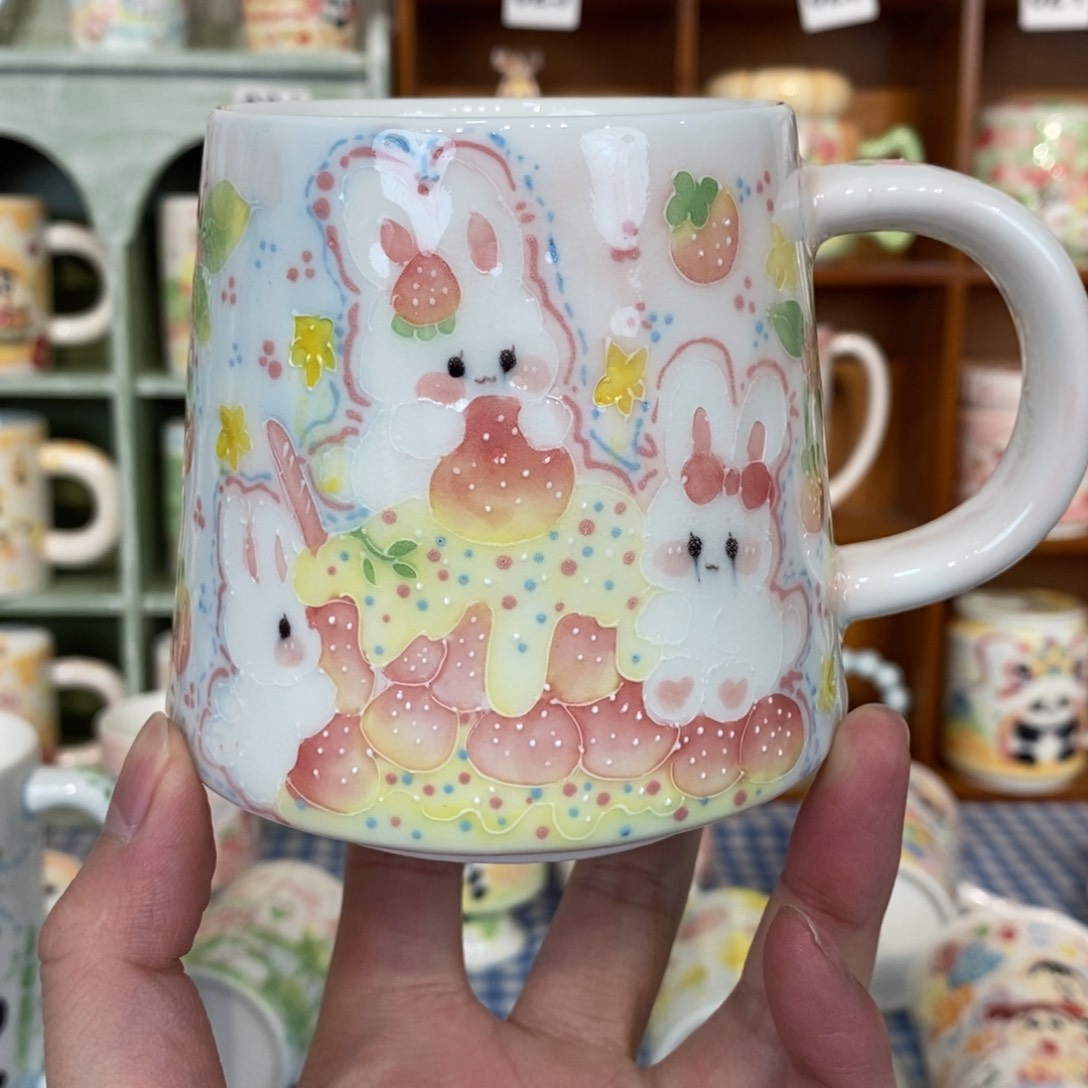瓷片蛋糕兔子马克杯微瑕