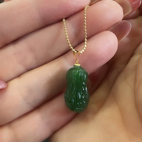 和田玉颈饰18K金镶嵌