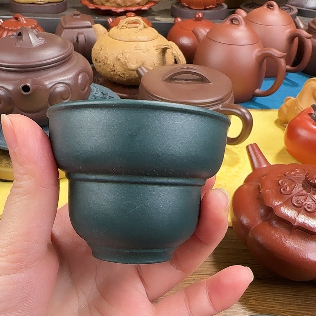 紫砂茶壶葫芦绿泥杯