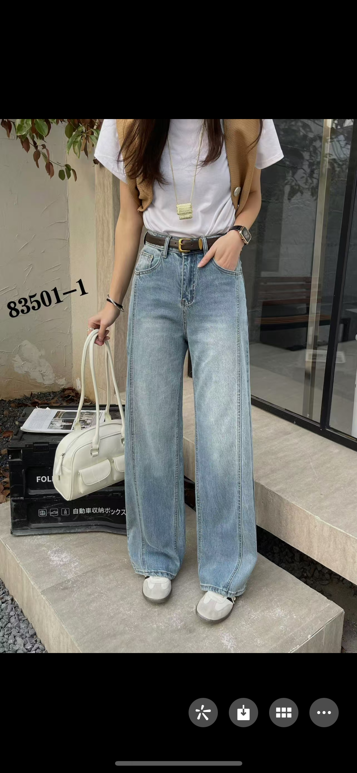 高腰显瘦阔腿牛仔裤女秋冬新款宽松直筒拖地裤