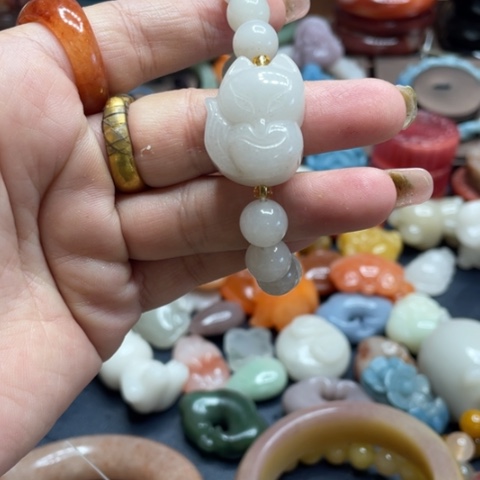 合金石英质玉（黄龙玉）手链