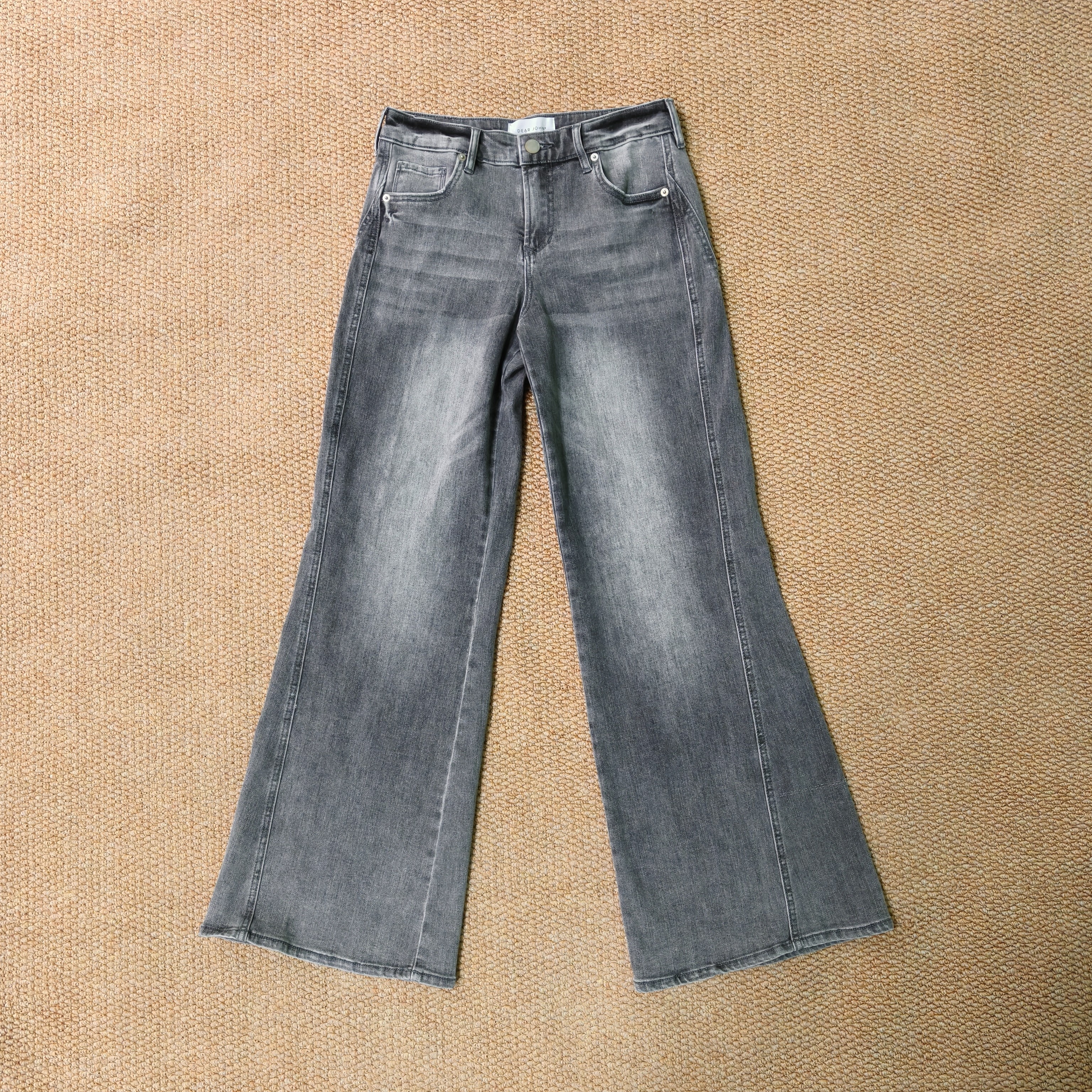 P/烟灰色低腰高光微喇长裤NO退换