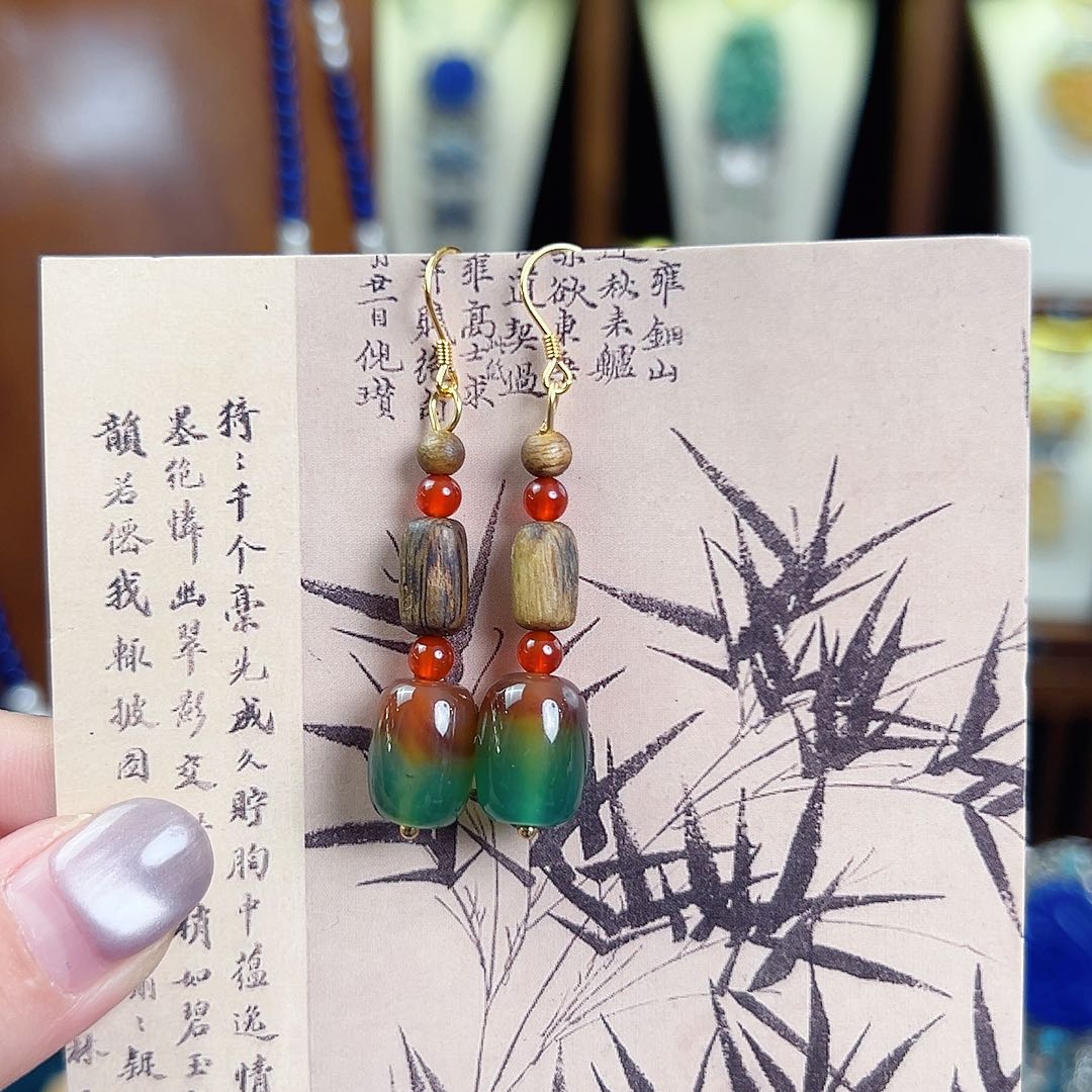 玛瑙未镶嵌挂件锦和原创设计耳环