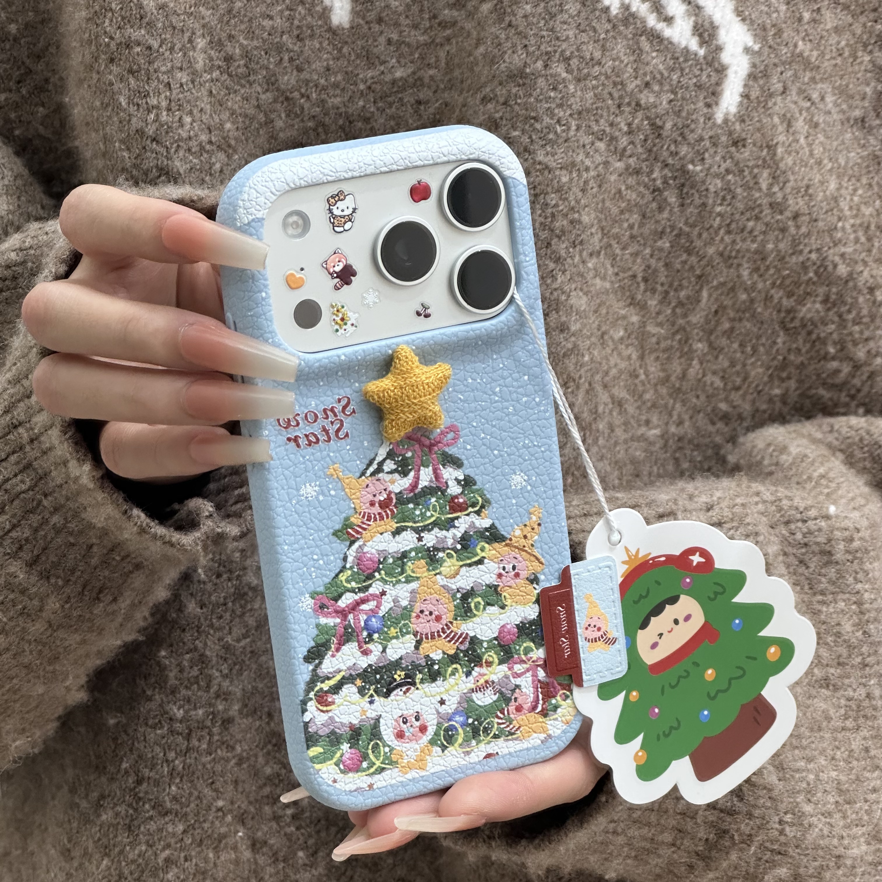 欧克里里圣诞树星星人标签适用苹果17/16手机壳华为vivoppo小米15